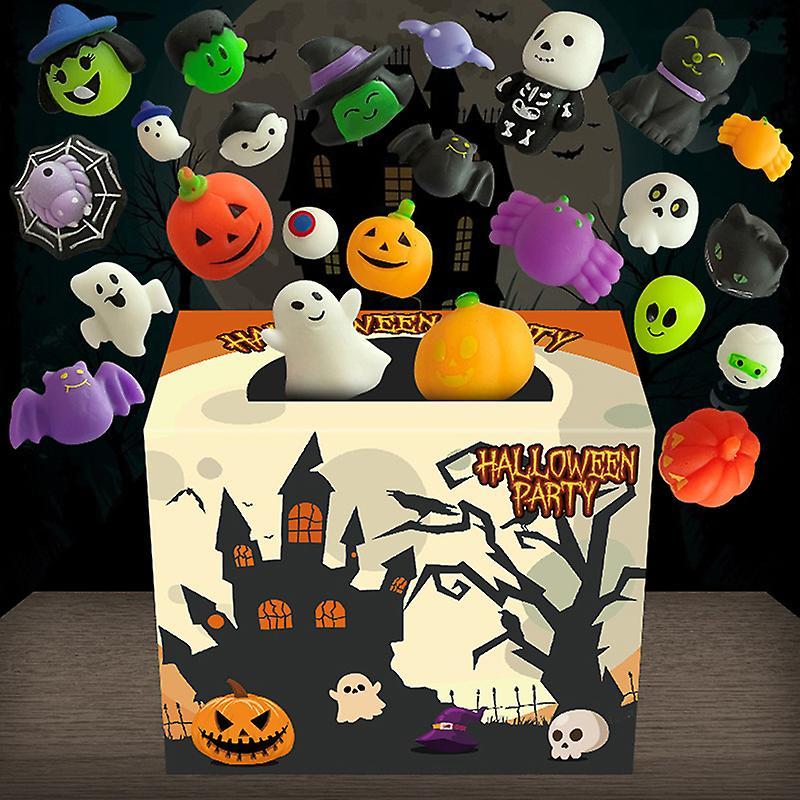 24pcs Mini Squishy Toys Squishies Halloween Kawaii Zombie Ghost Pattern Stress Relief Squeeze Toys For Children Kids Gifts