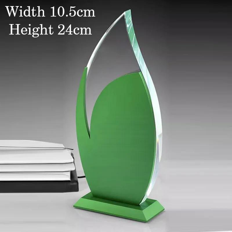 Customized Creative Metal Crystal Trophy, Honor Leaf Medal, Premium Company, Excellent Employee Souvenir, Home Decoration, 1Pc