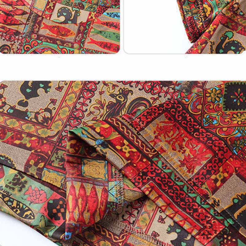 Letní triko s ledovým hedvábím Dámské tričko s krátkým rukávem Tričko velké velikosti Spodní část Potisk Etnický styl Nové oblečení pro matky středního věku