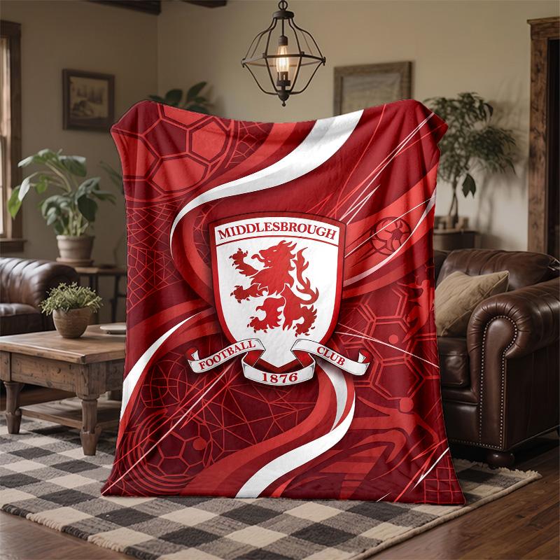 Middlesbrough Fotbalový Potisk Flanelová Deka Měkká Teplá Pohovka Postel Přehoz na Doma Kancelář Ložnice