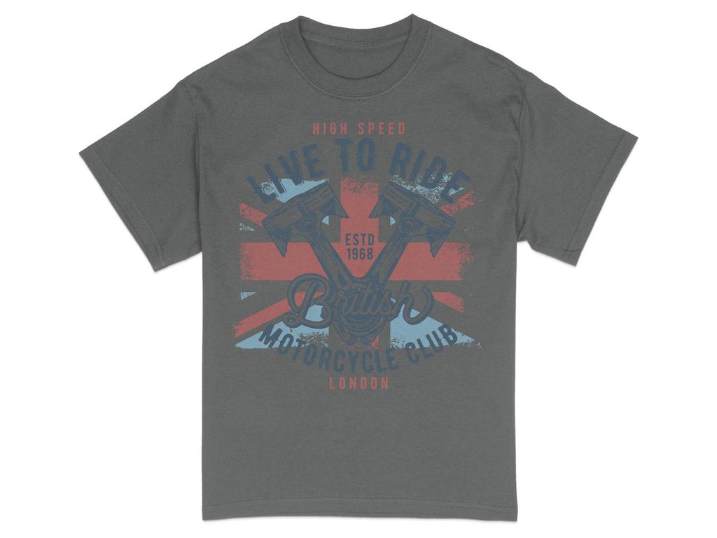 Vintage British Motorcycle Club TShirt London Biker Graphic Tee Summer Mens and Womens Loose and Breathable Tshirt Top