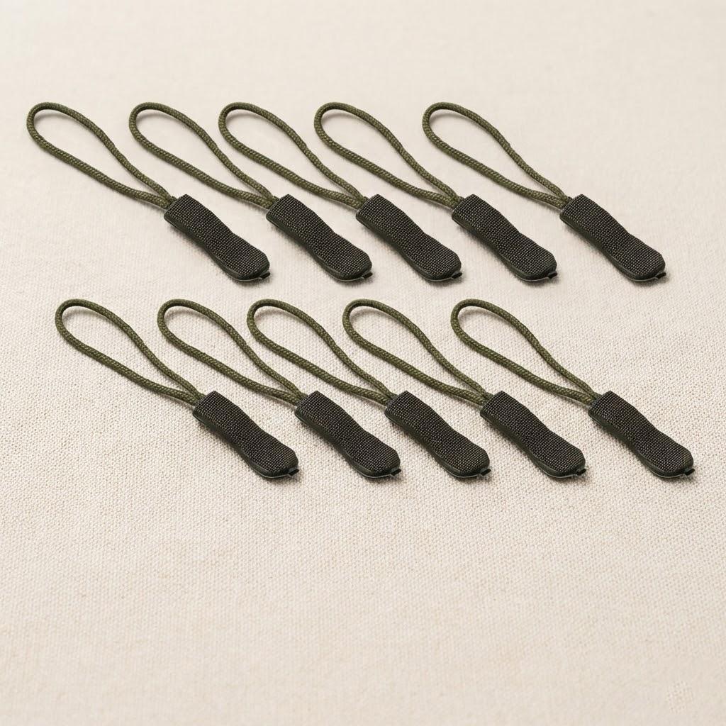 

10Pcs Zip Repair Kit Zip Pull Tab Replacement for Trousers Jackets Luggage Boots Purses Backpack DIY Sewing Zipper Fix зелений