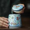 Creative Painted Ceramic Jar Portable Tea Candy Jar Household Multifunctional Nut Coffee Bean Storage Box Kitchen Food Container
