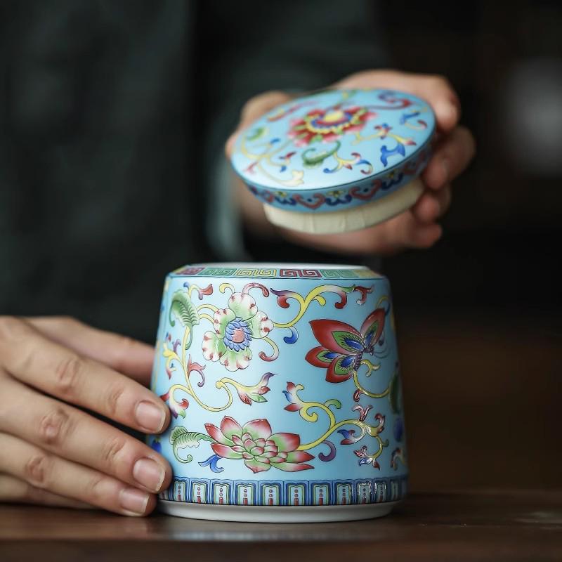 Creative Painted Ceramic Jar Portable Tea Candy Jar Household Multifunctional Nut Coffee Bean Storage Box Kitchen Food Container