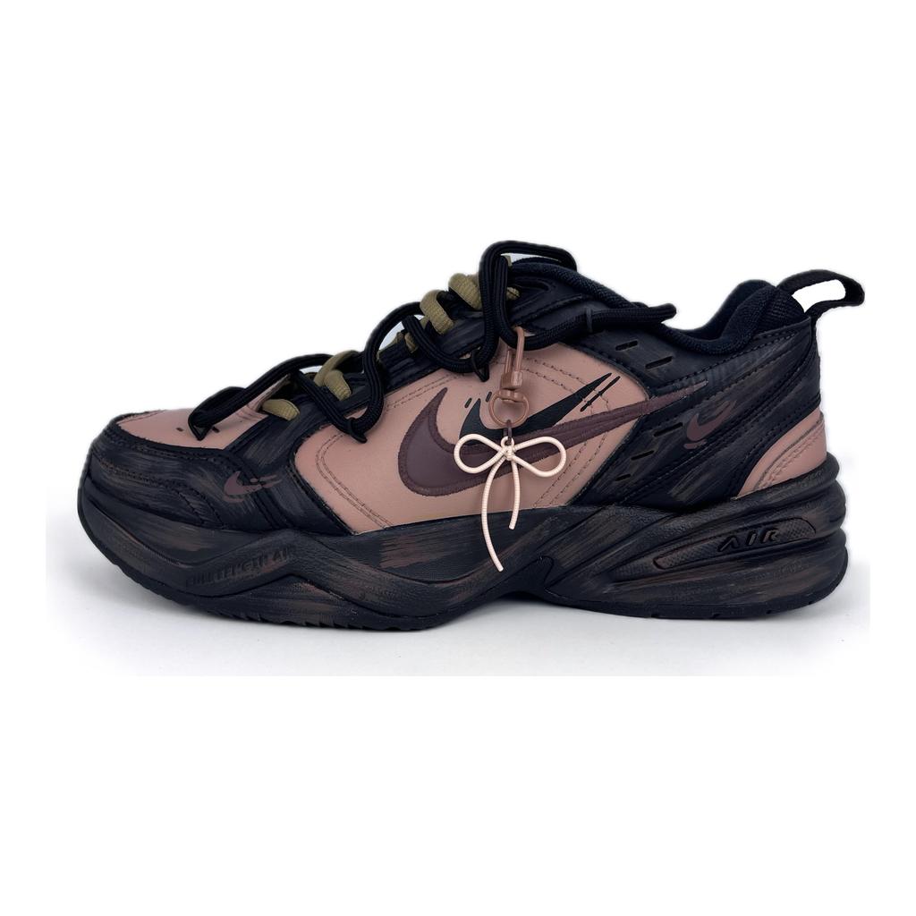 Nike Air Monarch 4 Slip Resistant, Abrasion Resistant, Lightweight Low Top Chunky Sneakers Unisex Black Brown 415445-001(Team502-)
