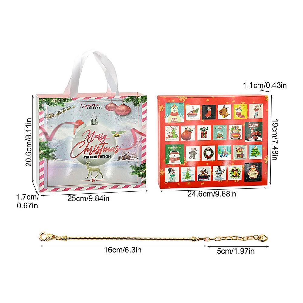 NEW 24 Day Countdown Calendar Advent Surprise Blind Box Set Christmas Bracelet Set DIYCreative Ornaments Christmas Girl Gifts