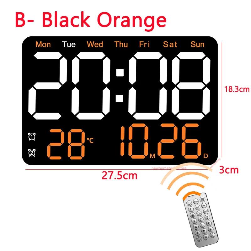 Digital Wall Clock Large LED Screen Temperature Humidity Display Electronic Alarm Clock Creative Home Decoration Remote Control