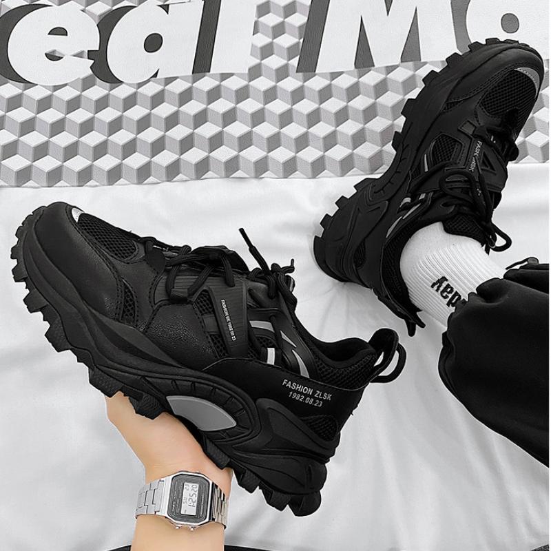 Platform Dad Shoes Spring Large Size 46 Lace Up Sport Shoes Trend Chunky Increase Casual Sports Shoes Zapatillas Hombre 2024