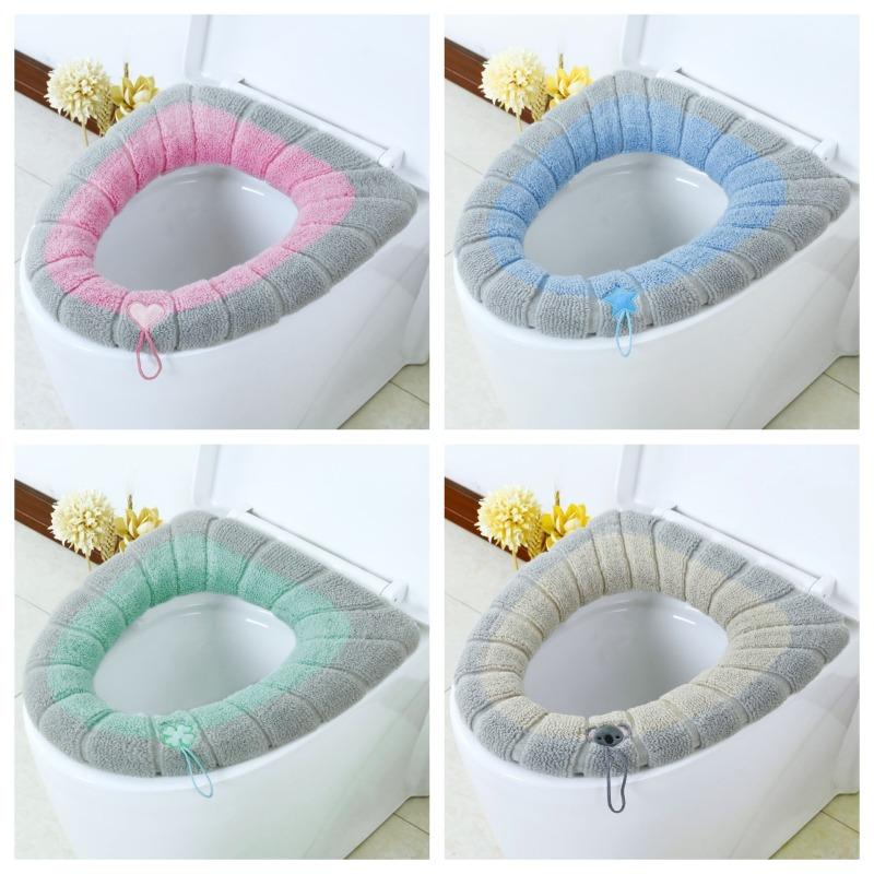 2pcs Winter Warmth Toilet Seat Covers - Soft Thick Warm Cushion with Removable & Easy-Clean Design, Portable for Home, Dorms
