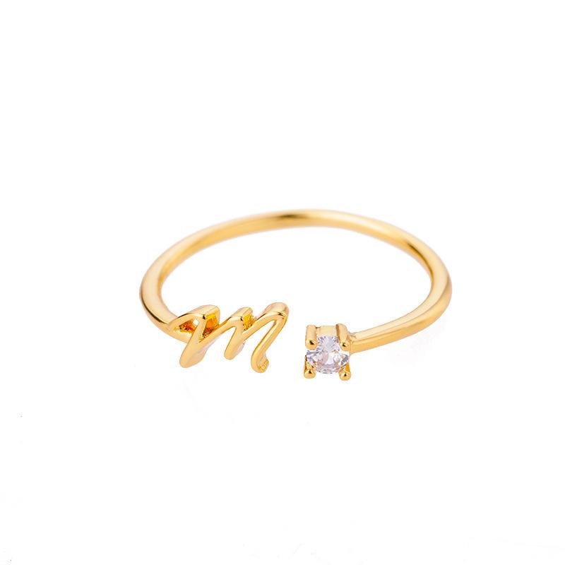 Tiny Initial Letter Rings For Women Stainless Steel A-Z Letters Adjustable Ring Female Christmas Aesthetic Jewelry