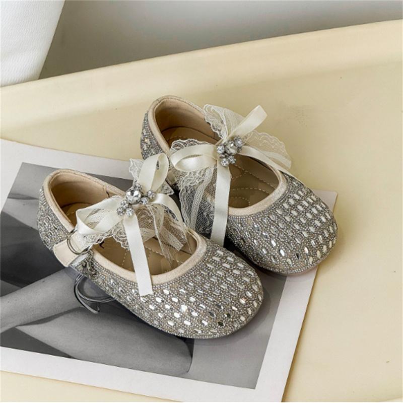 

New Spring Children Shoes For Girls Leather Bow Rhinestone Princess Shoes Soft Sole Outdoor Fashion Kids Sneakers EU 26-33 30