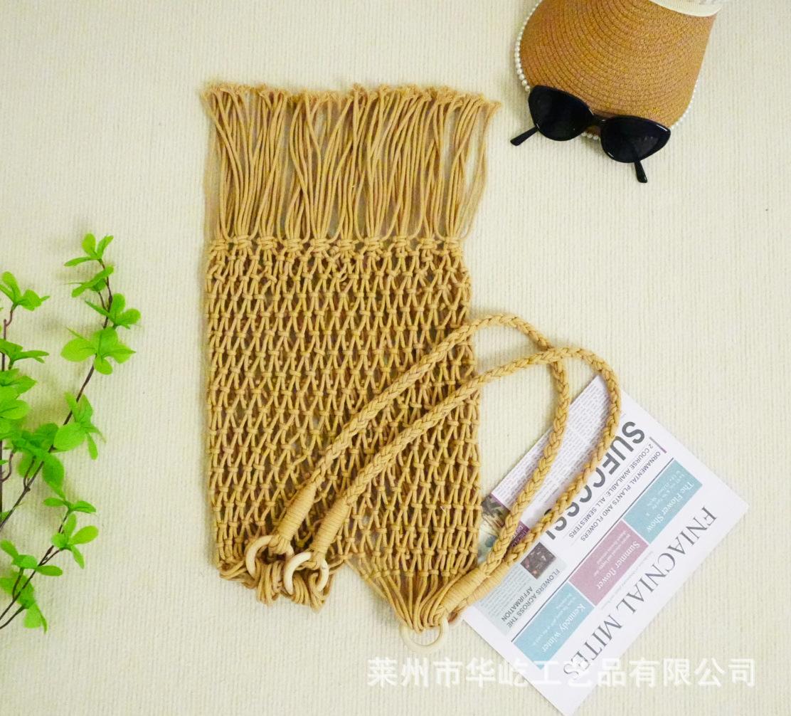 

Новая этническая богемная плетеная сумка с бахромой, женская модная сумка из хлопковой веревки, для отдыха на море, через плечо 26*30 хаки