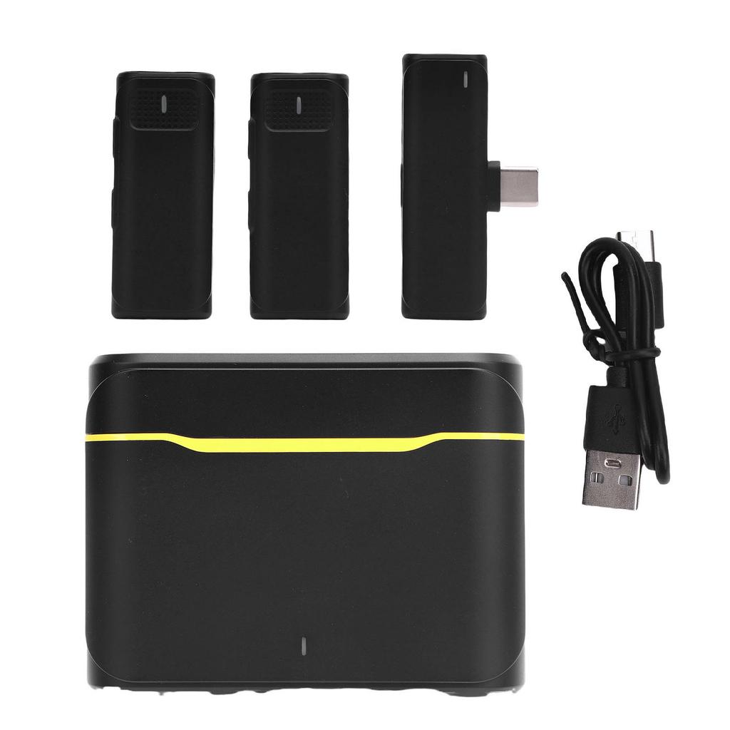 Wireless Lapel Microphone Noise Cancelling Windproof 2.4GHz Lapel Mic for Video Recording Live Strea