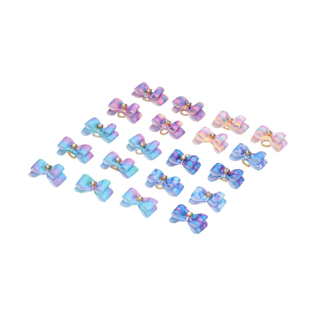 Pet Bowknot Hair Rope Starry Sky Bow Rubber Bands Pet Grooming Headwear for Little Pet Rabbit