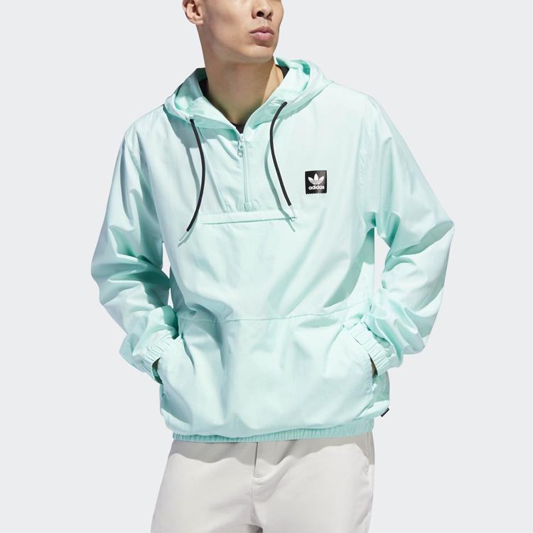 Adidas Originals Trefoil Casual Sport Half-Zip Hooded Jacket Men Tops Mint-Green DV0594