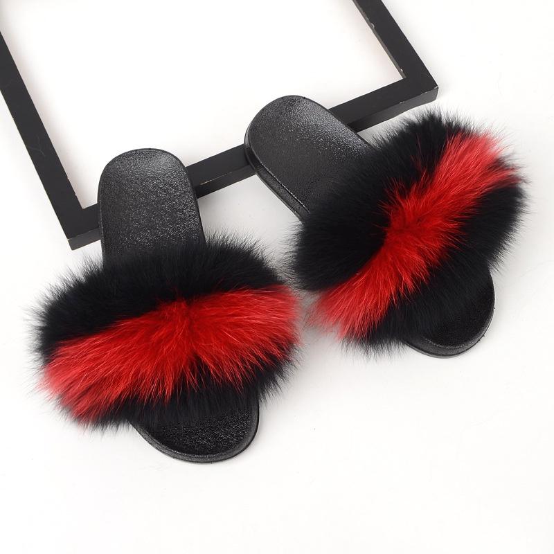 New Girls Fur Slippers Sandals Shoes Soft Luxury Women Lady Slides
