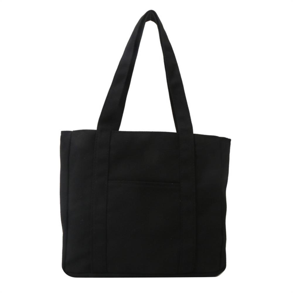 

Comfortable Handle Hand-held Tote Bag Solid Color Single-shoulder Bag Shopping чёрный
