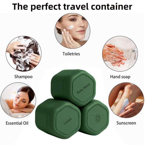 3 Recipientes de Viaje Gran Capacidad Resistentes a Fugas Ligeros Portátiles Magnéticos Almacenamiento Champú Acondicionador
