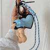 Ciondolo a forma di orso con elmetto carino, fai da te, portachiavi per auto, decorazione con corda intrecciata, appeso, portachiavi per cellulare, borsa, accessori