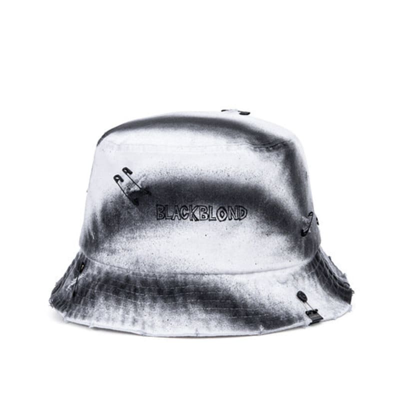 

ЧЕРНЫЙБЛОНД BBD Рваный Распыленный Кастомный Край Граффити Логотип Панама (белый) FREE