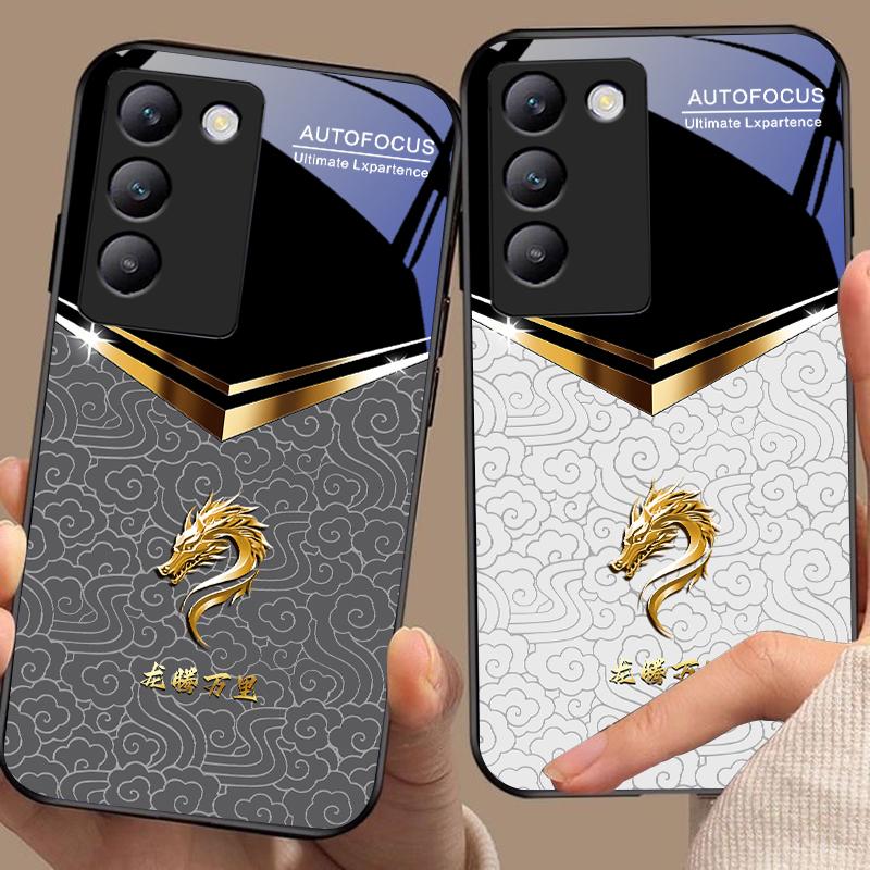 V-förmiger Wasserhahn für Y72 33S 11 03 36 96 Lite 35 16 Iqoo 12 V40 SE 5G 29 40 21 30 X80 Pro Vivo Handyhülle aus gehärtetem Glas Schwarz