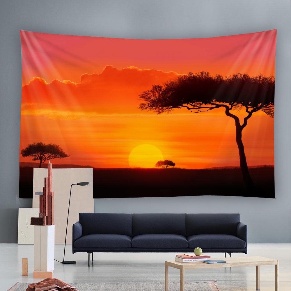 Dusk sunset tapestry, living room sofa bedroom headboard wall decoration, aesthetic home wall hanging background cloth