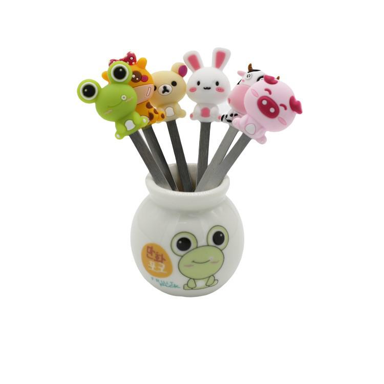 

Детские вилки для фруктов из нержавеющей стали - Милые десертные и пирожные вилки с банкой для хранения для домашнего использования для малышей