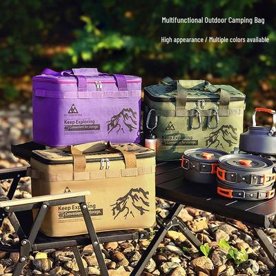 Bolsa Portátil para Equipo de Camping al Aire Libre: Tela Oxford Multifuncional para Almacenamiento de Cubiertos, Estufa y Botella de Gas
