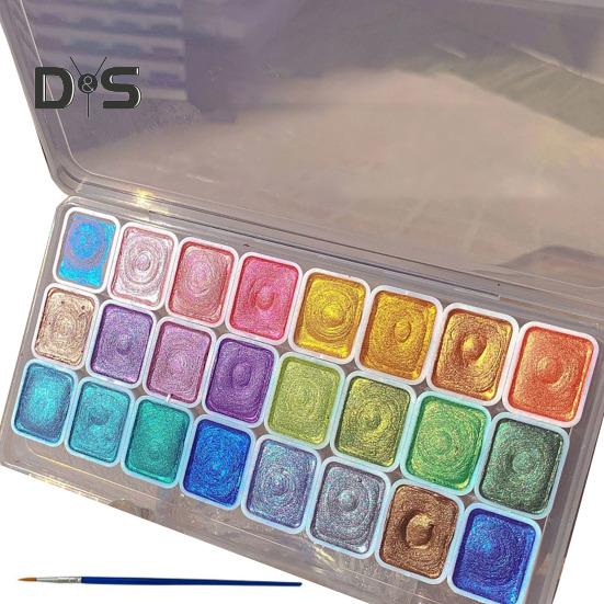 20/24 barev Sada akvarelových barev Bezešvé míchání Vysoce průhledná distribuce jemného pigmentu Přenosná paleta přírodní gumy