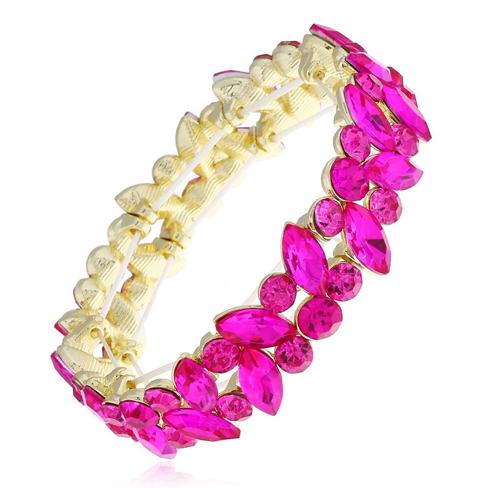 Creative Gorgeous Glass Bracelet, Fashion High-Quality Elastic Inlaid Rhinestone Bracelet For Women