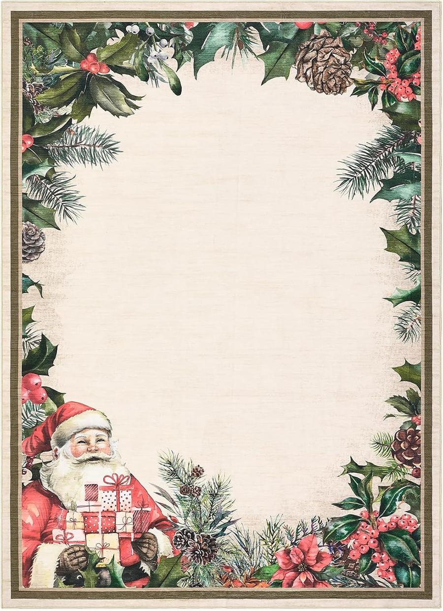 

VIKAMA Winter-Spring Christmas Rugs, Entry Door Rugs, Bedroom Side Rugs, Bohemian Area Rugs, Thermal Home Decorations 40cm x 60cm