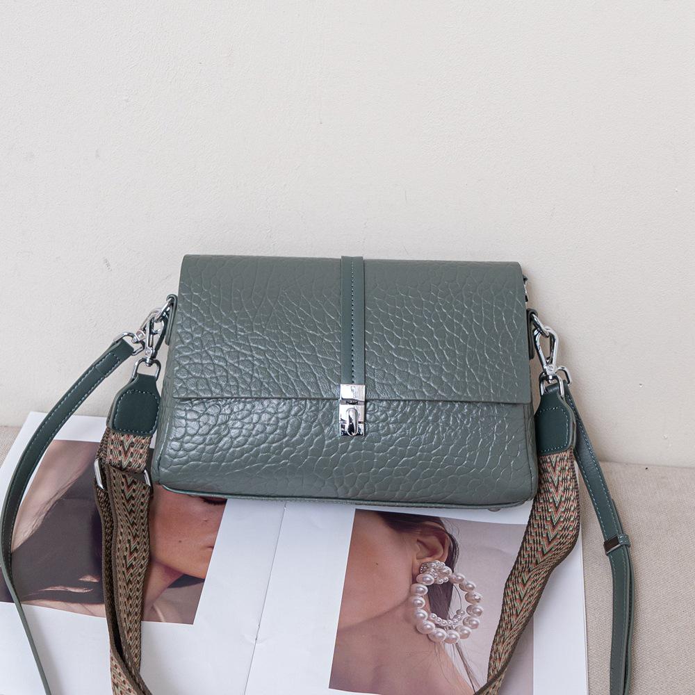 

Top Grain Cowhide Bubble Pattern Crossbody Bag with Wide Strap - Women s Genuine Leather Square Shoulder Bag