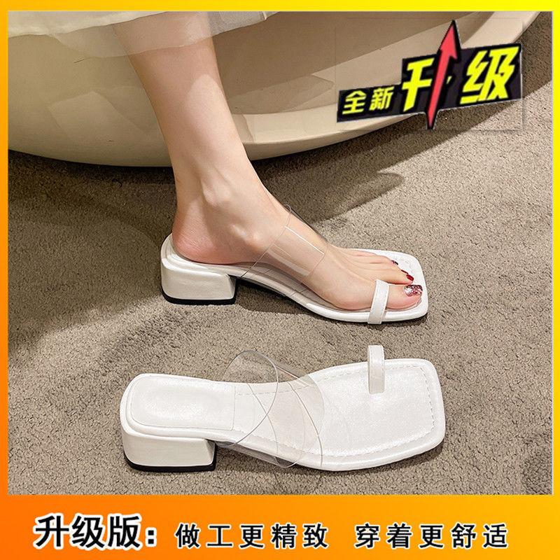 

Open-toed slippers women s summer sandals wear Internet celebrity fashion high heels 2025 new thick heel cover toe cool slippers women s summer 40