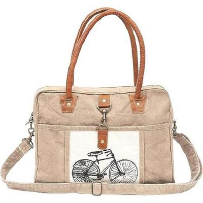 Bags Bicycle Upcycled Canvas Hand Bag & Cowhide Tote Bag & Canvas Leather Shoulder Bag