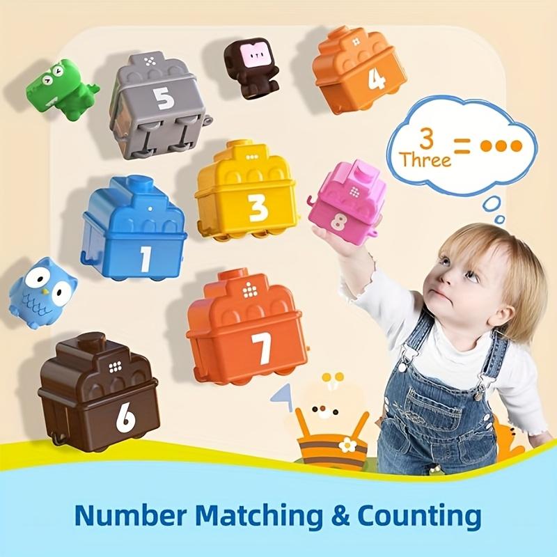 Toddler Learning Toy for Infants Aged 18 Months, Cognitive Dinosaur Number Train Learning Toy, Soft Gel Dinosaur Finger Puppets,Christmas Gifts