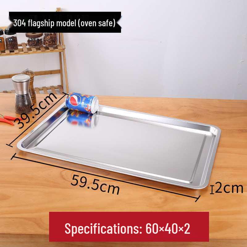 304 Stainless Steel Rectangular Tray for Steamed Fish, Rice, Chee Cheong Fun, and Baking
