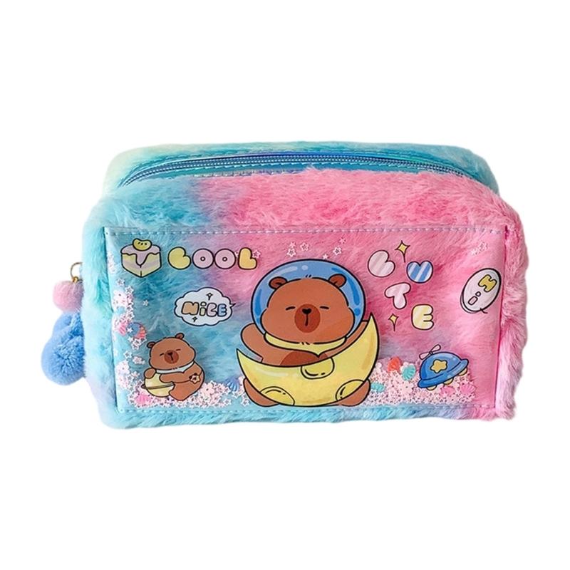 Plush Animal Pencil Case Large Capacity Pencil Pouches Zippered Closure Pen Organiser Bag For Office School Supplies