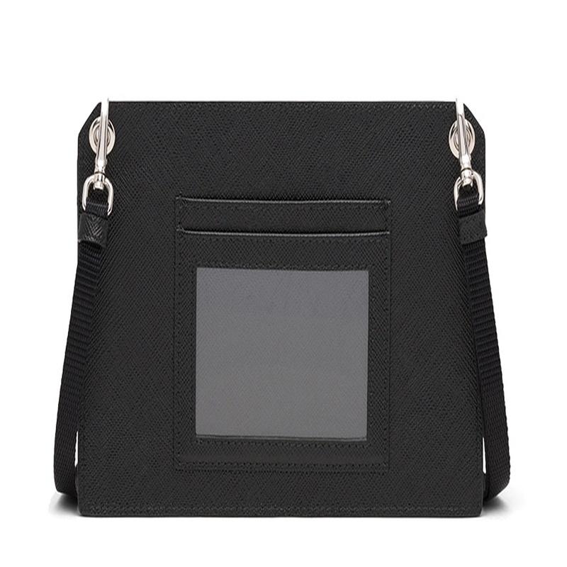 Prada Logo Leather Crossbody Bag Shoulder Bag Men's Black