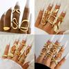 Simple Irregular Hollow Curved Ring Four-piece Set, Open Smooth Surface, Ring Set