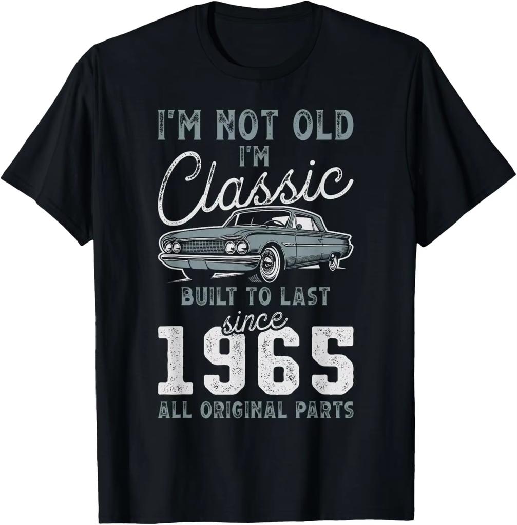 1965 Classic Car 60th Birthday T-Shirt Men Women 1965 60th Birthday Gift Tee Cotton Clothing Vintage Nostalgic Streetwear Casual