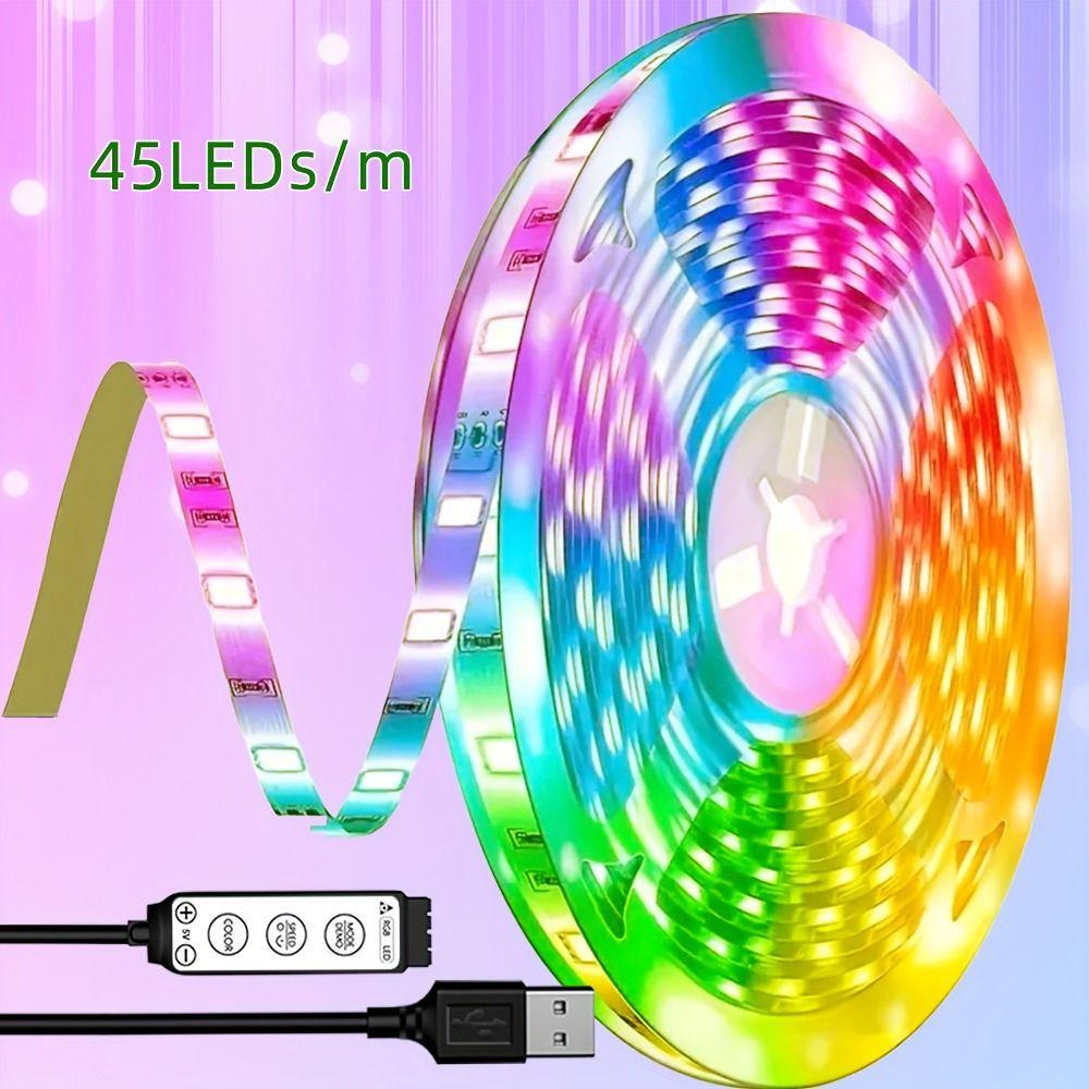 USB Powered RGB Light Strip Static Modes 3 Key Control LED Light Strip Dynamic Modes 5 V Low Voltage TV Background Light