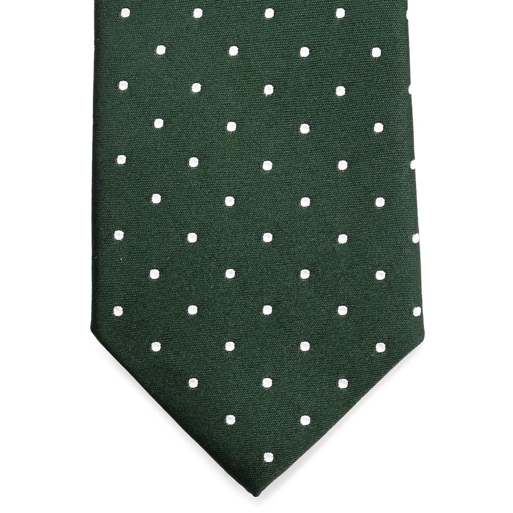 Michiko London Brand Made in Pin Dot Pattern Necktie, Japan, 100% Silk, (Green, B)