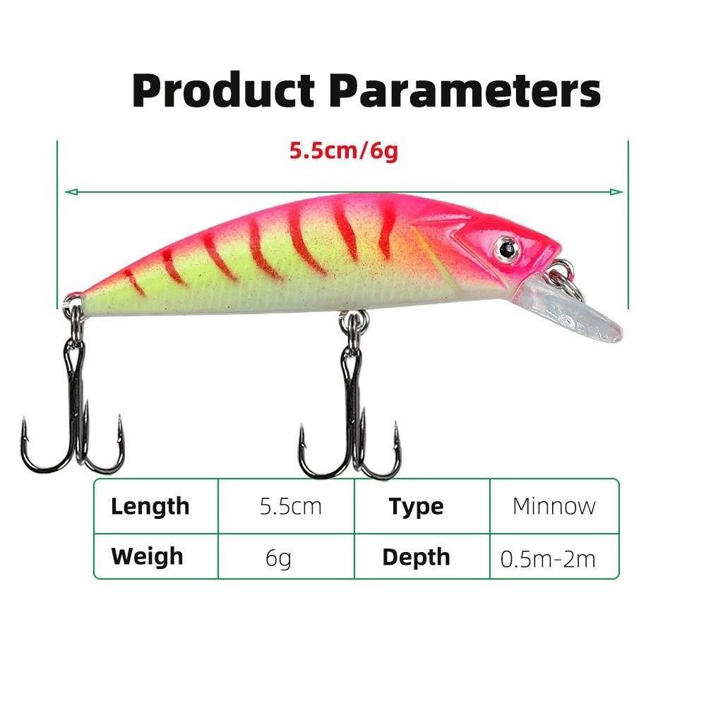 5Pcs/Boxed Slow Sinking Hard Artificial Bait with 2 Trible Hook Wobbler Crankbaits Effective Bass