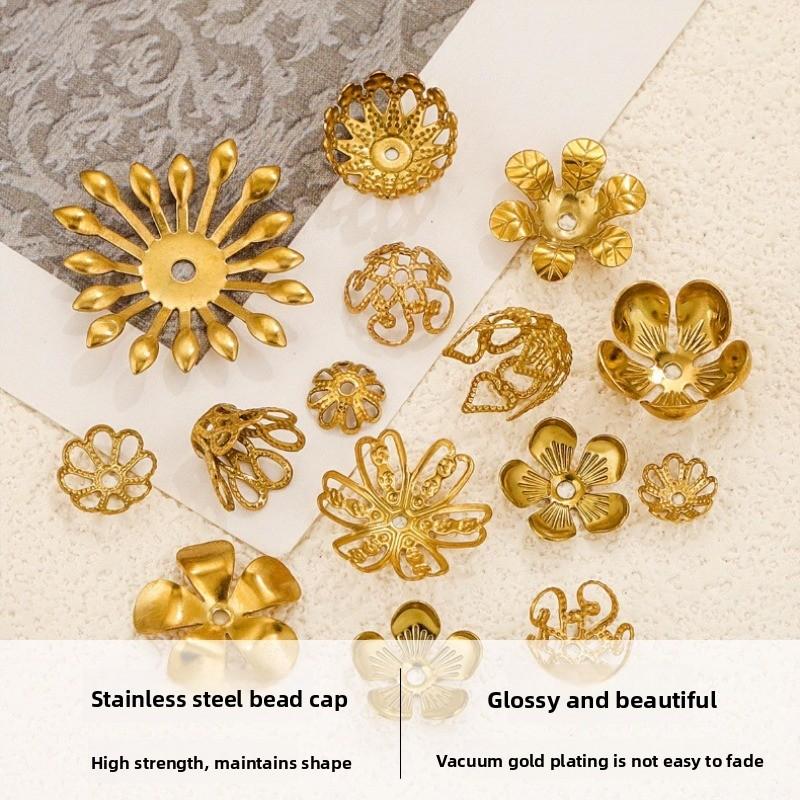 Stainless Steel Petal Bead Caps, Bead Caps with 18k Vacuum Plating, Diy Necklace Bracelet Jewelry