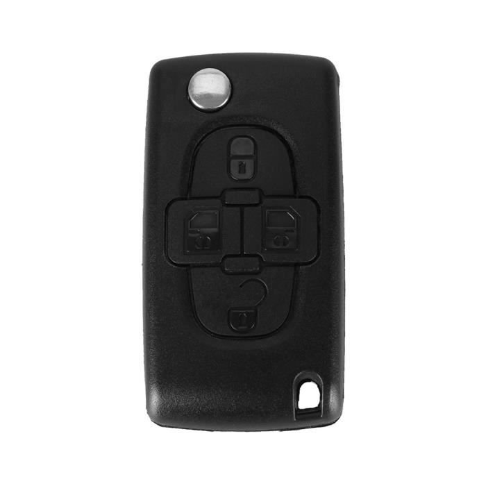 Nyckelskal för Peugeot 807 1007 Citroen C8 Fiat Ulysse - 4 Knappar - Blad med Spår - Fjärrkontroll Plip Phonillico®