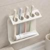 Ventilated 3D Printed Toothbrush Holder for Bathroom, Hanging Toothpaste Rack with 5 Positions and Lower Storage Shelf, Space Saving