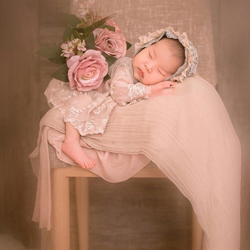 Baby Photography Props Lace Jumpsuits Bonnet Hat Newborns Photo Props Photoshoots Headwear Infant Photo Posing Outfit