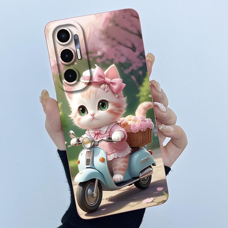 For Tecno Pova 3 Case LF7n Lovely Cartoon Cat Cover Matte Shockproof Soft Silicone Phone Case For Tecno Pova 3 Pova3 Funda 6.9''