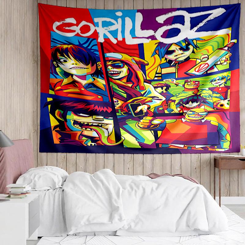 G-Gorillaz Band Tapestry for Bedroom Aesthetic Classroom Tapestries Wall Hanging for Living Room Dorm Office,Ideal Creative Gift