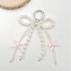 Bow Ribbon Keychain Pendant with Beaded Strap and Metal Clip for Bag Charm and Key Holder Suitable for Daily Use and Gift Giving